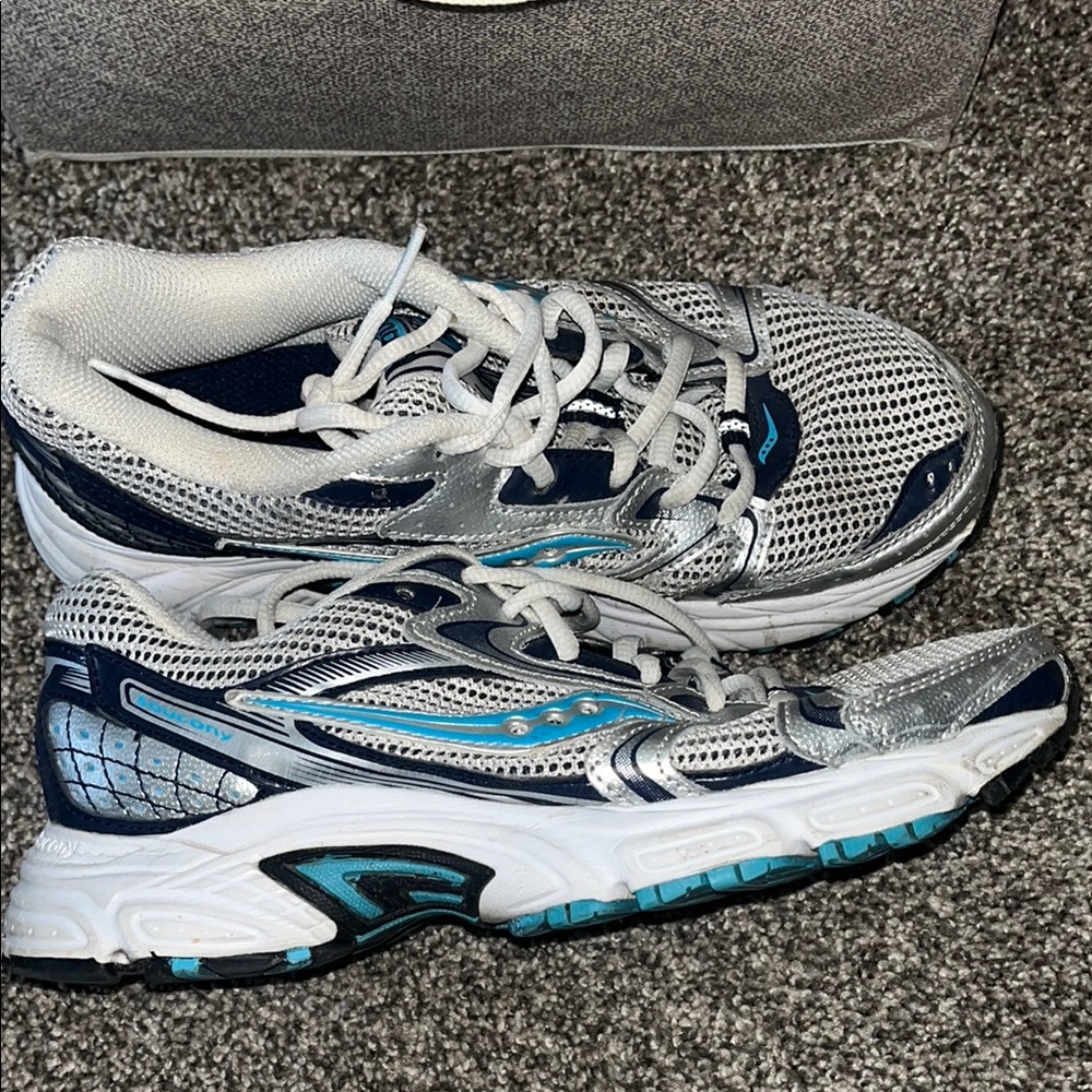 Saucony Mesh Sneakers in Blue and White